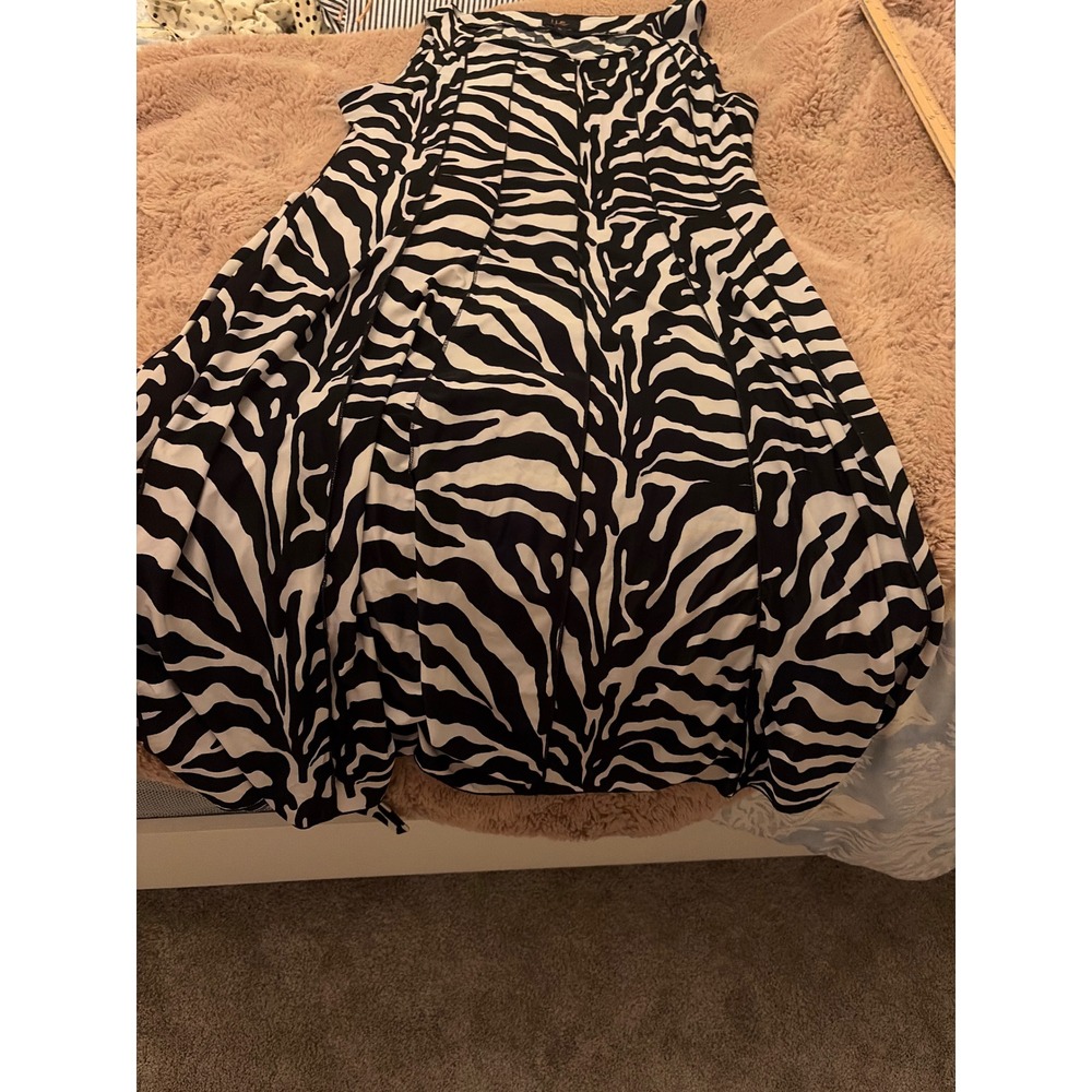 Boho retro mob wife Zebra Print Sleeveless Midi Dress Black White Tie Waist